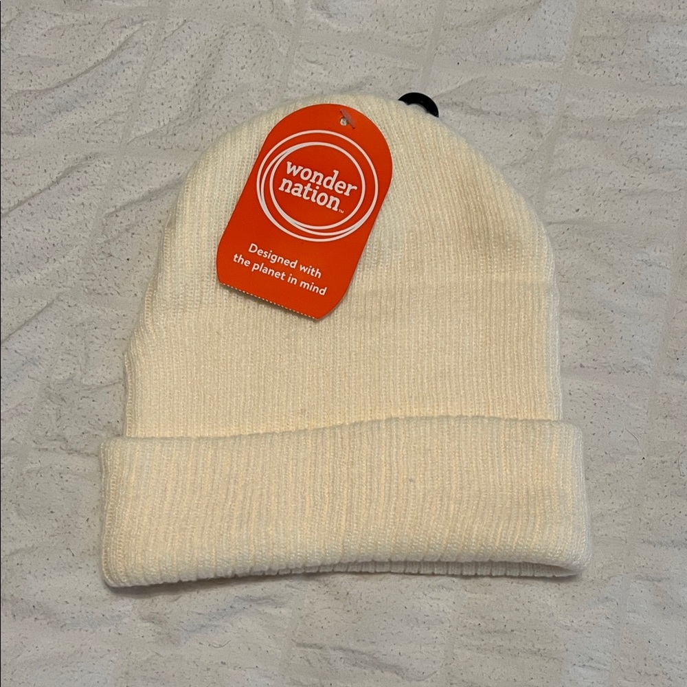Toddler Unisex One Size Cream Winter Snow Soft Beanie Pull Over Cuffed Hat